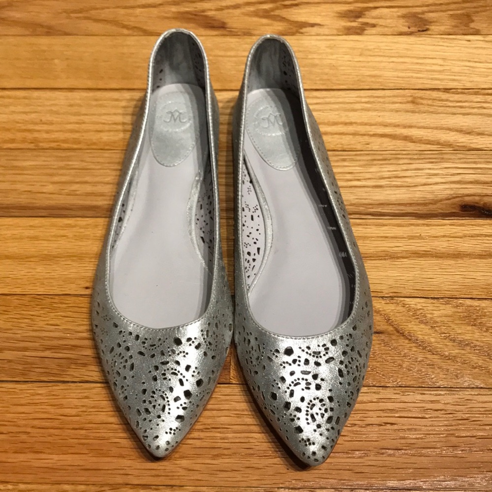 ✈️ Johnson & Murphy Tami Leather Pewter Breathable Metallic coastal summer